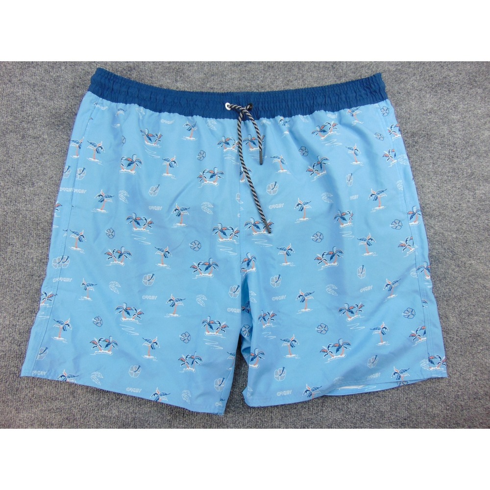 Oakley Tropics B1B Beach Short Mens 2XL Blue Palm Tree‎ Tropical Beachwear Surf